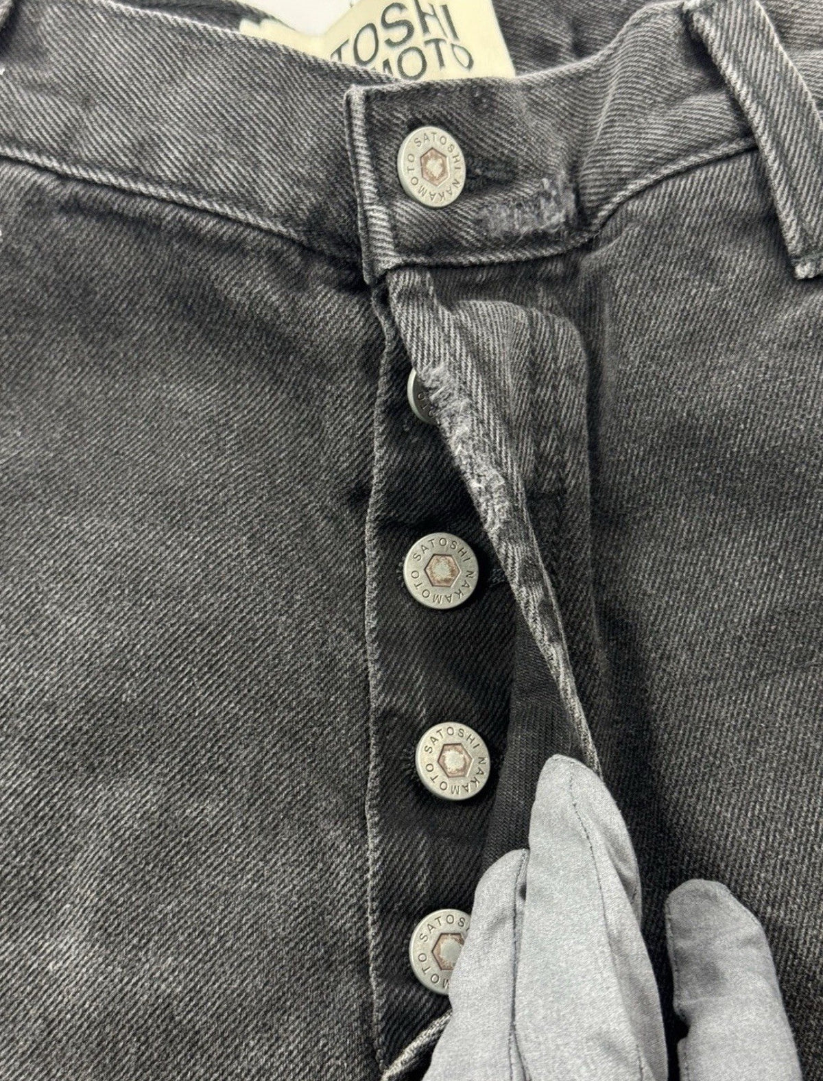 Satoshi Nakamoto Washed Black Baggy Moto Jeans, photo 8