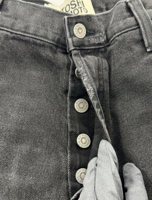Satoshi Nakamoto Washed Black Baggy Moto Jeans، الصورة 8