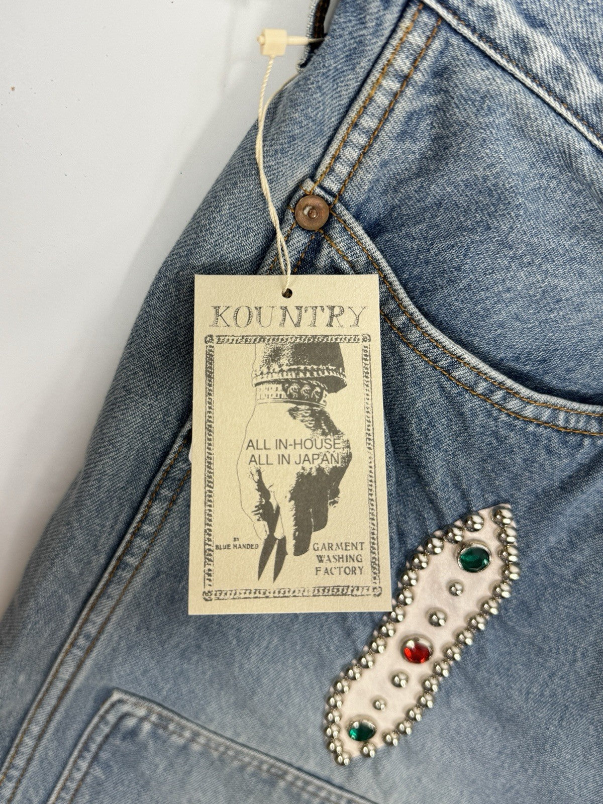 Kapital Kountry Straight Leg Crystal Embellished Shorts, photo 4