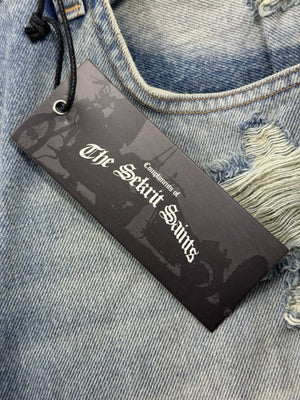 The Sekrit Saint Chopped Distressed Denim Shorts, photo 6