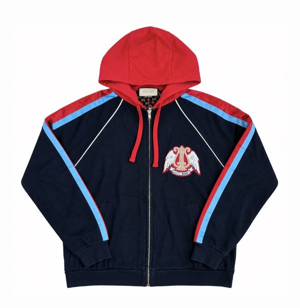 Gucci Band Patch Work Satin Stripe Zip Up Hoodie, photo 1