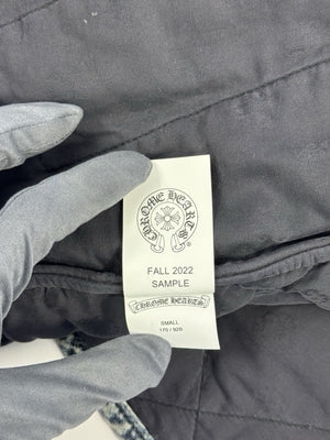 Chrome Hearts FW22 Garage Wash Denim Puffer Gilet with Silver Buttons، الصورة 11