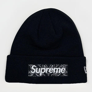 Supreme Bandana Box Logo Black Beanie Hat، الصورة 2