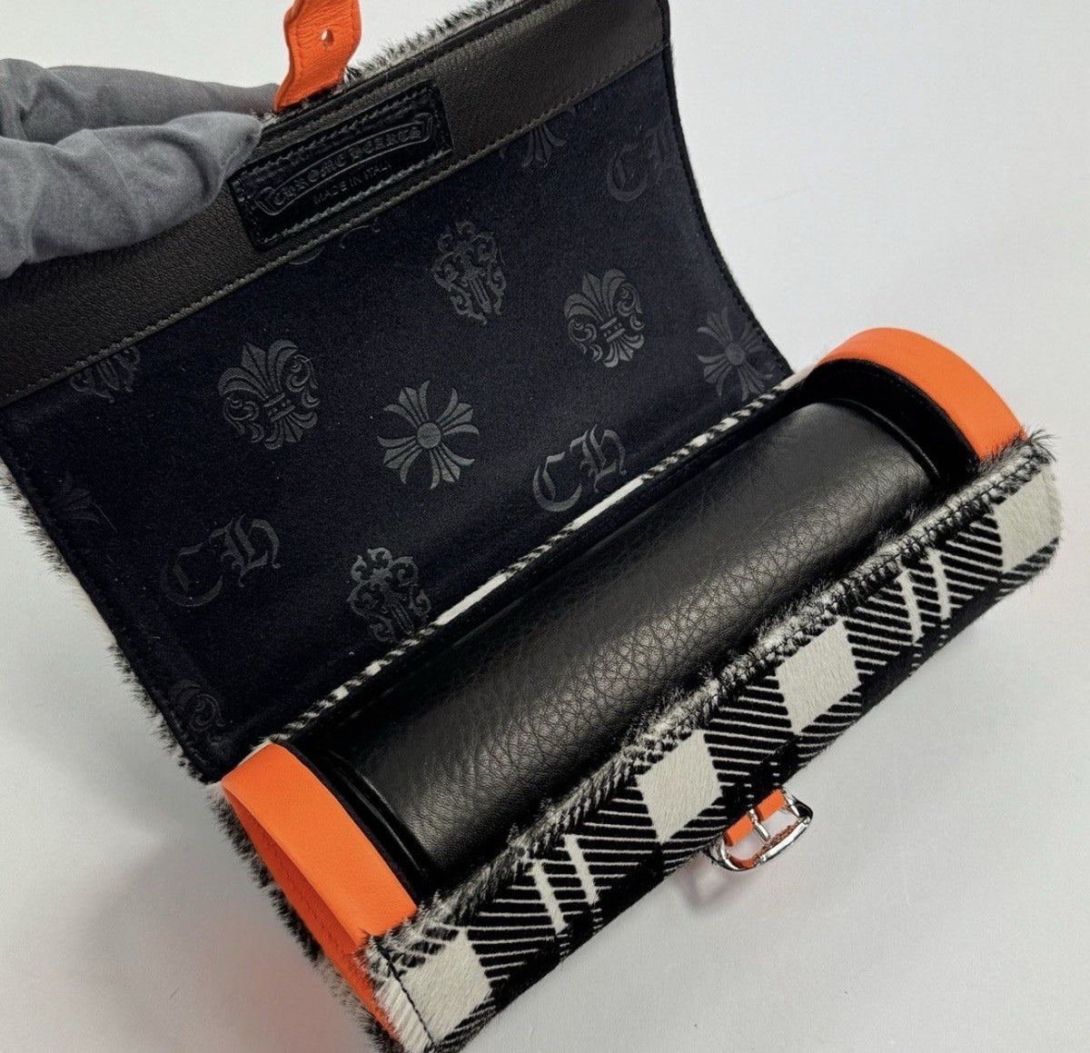 Chrome Hearts Orange Cross Patch Pony Hair Watch Roll, photo 4