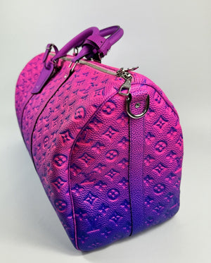 Louis Vuitton Illusion Keepall Bandouliere 50 M59713 Blue / Pink Leather Bag، الصورة 4