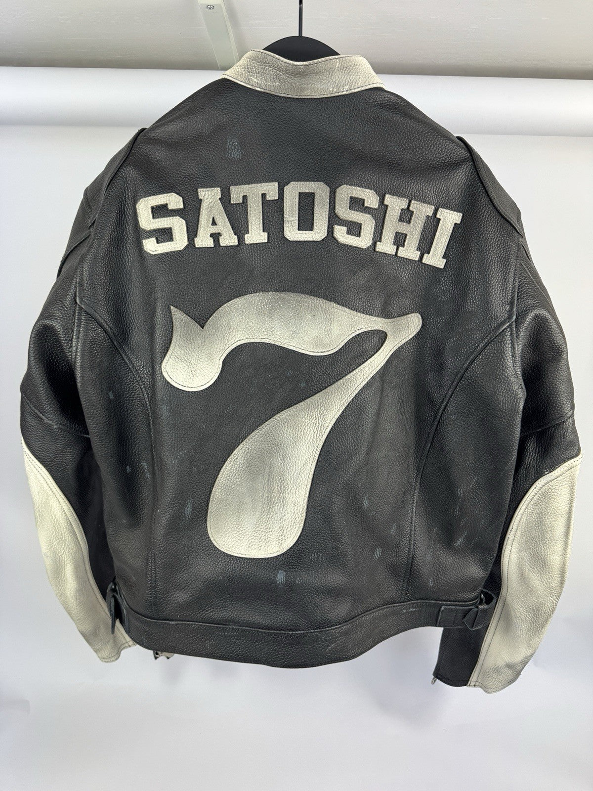 Satoshi Nakamoto Truck Stop Moto Biker Leather Jacket, photo 4