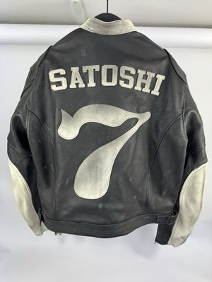 Satoshi Nakamoto Truck Stop Moto Biker Leather Jacket, photo 4