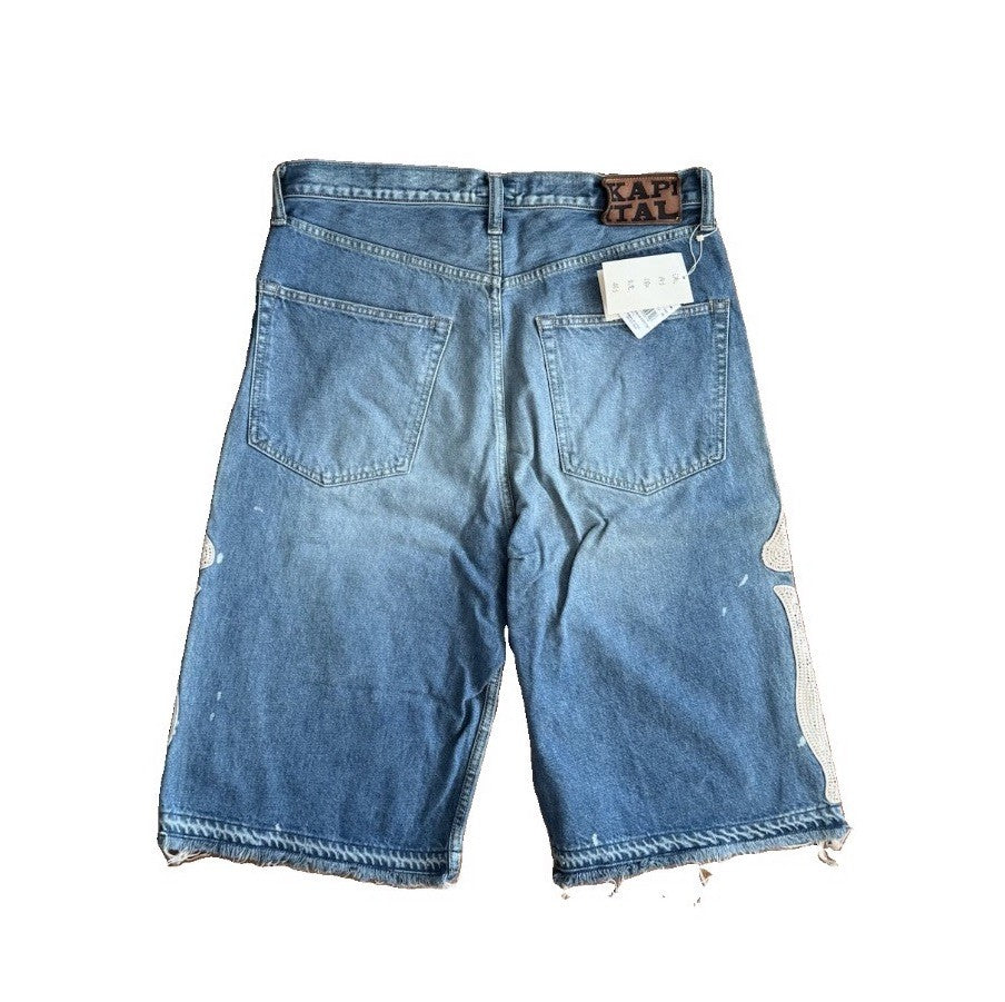 Kapital Bone X-Ray Embroidered Denim Shorts, photo 2
