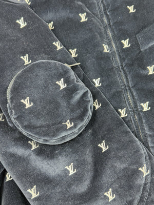 Louis Vuitton Velvet Logo Print Zip Up Jacket، الصورة 4