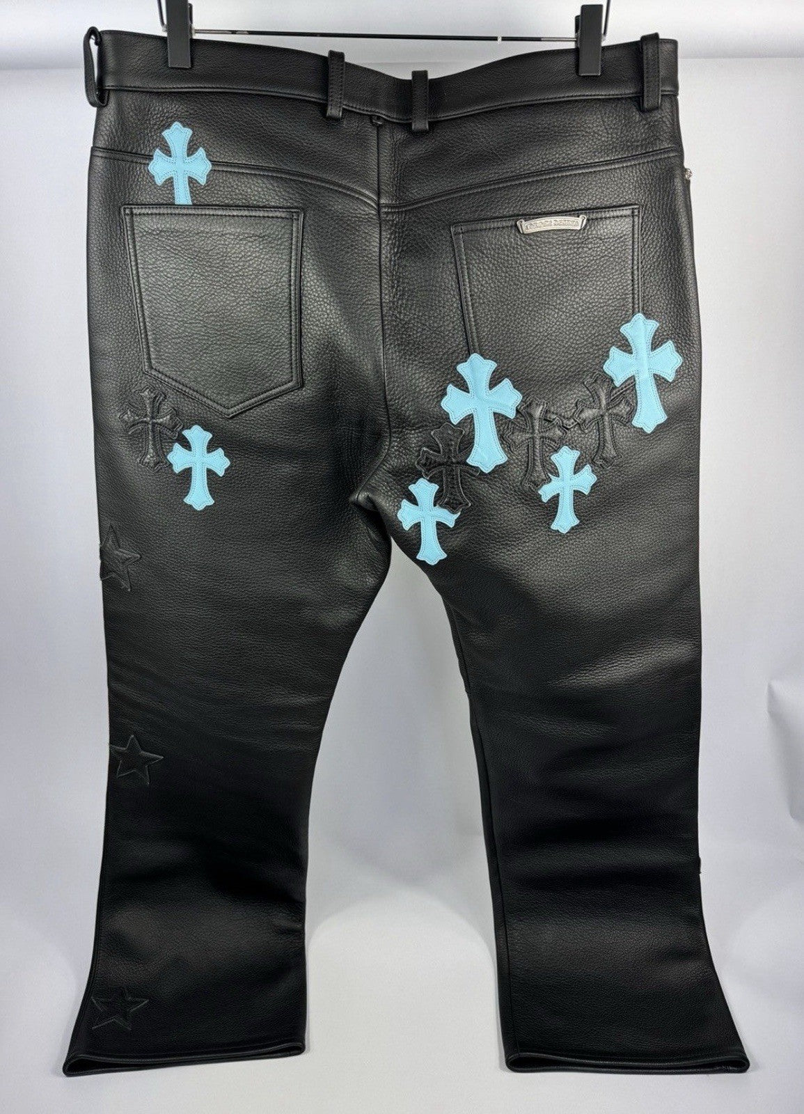 Chrome Hearts 1 of 1 Tiffany Cross Dagger Star Patch Leather Pants, photo 3