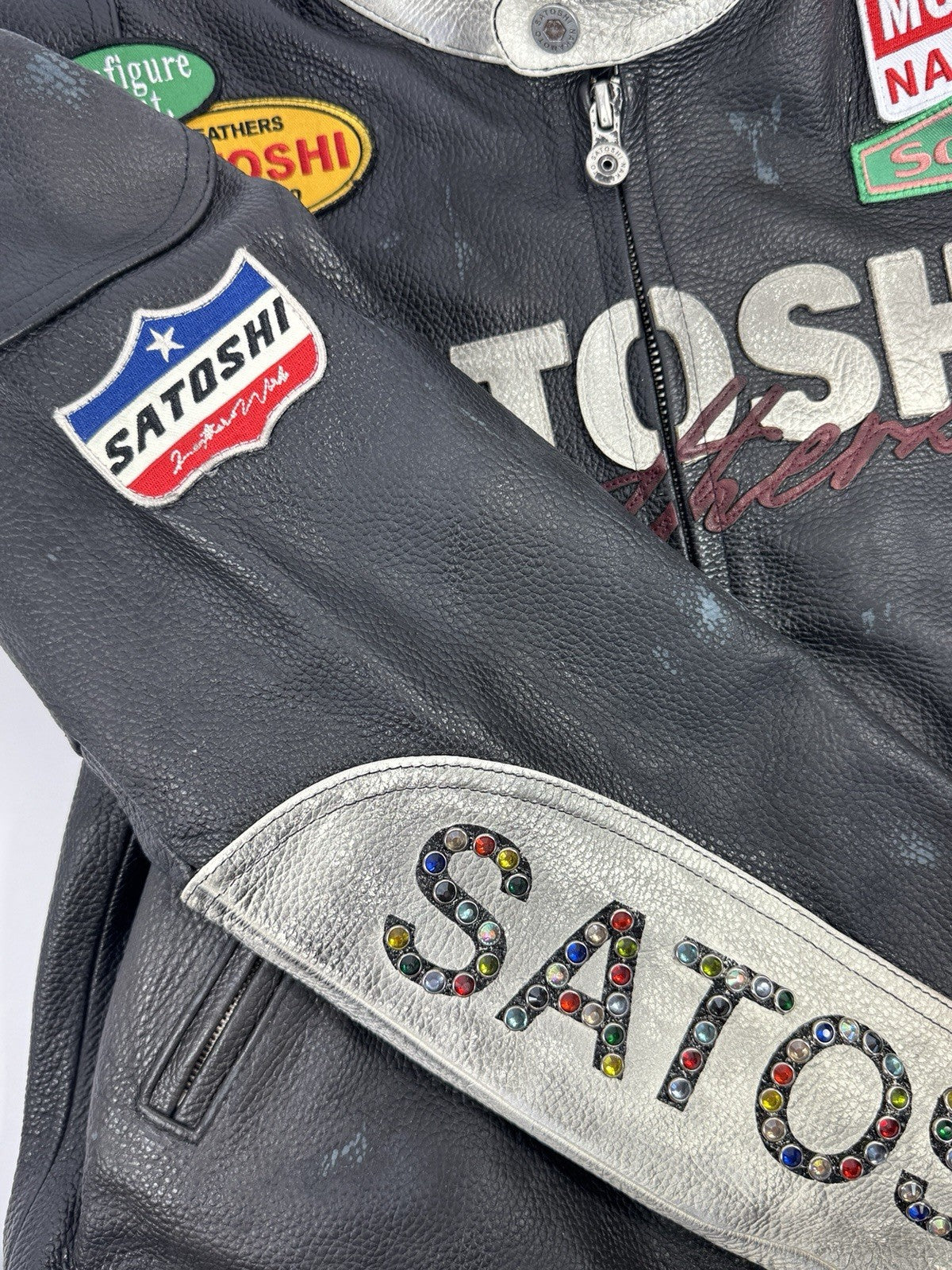 Satoshi Nakamoto Truck Stop Moto Biker Leather Jacket, photo 10