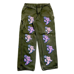 Born From Pain Sicko Flygirl Carhartt Olive Pink Purple Jeans، الصورة 2