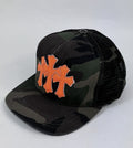 Chrome Hearts Orange Leather Cross Camouflage Trucker Cap، الصورة 3