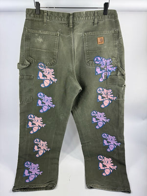 Born From Pain Sicko Flygirl Carhartt Olive Pink Purple Jeans، الصورة 4