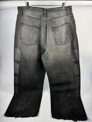 Satoshi Nakamoto Washed Black Baggy Moto Jeans، الصورة 4