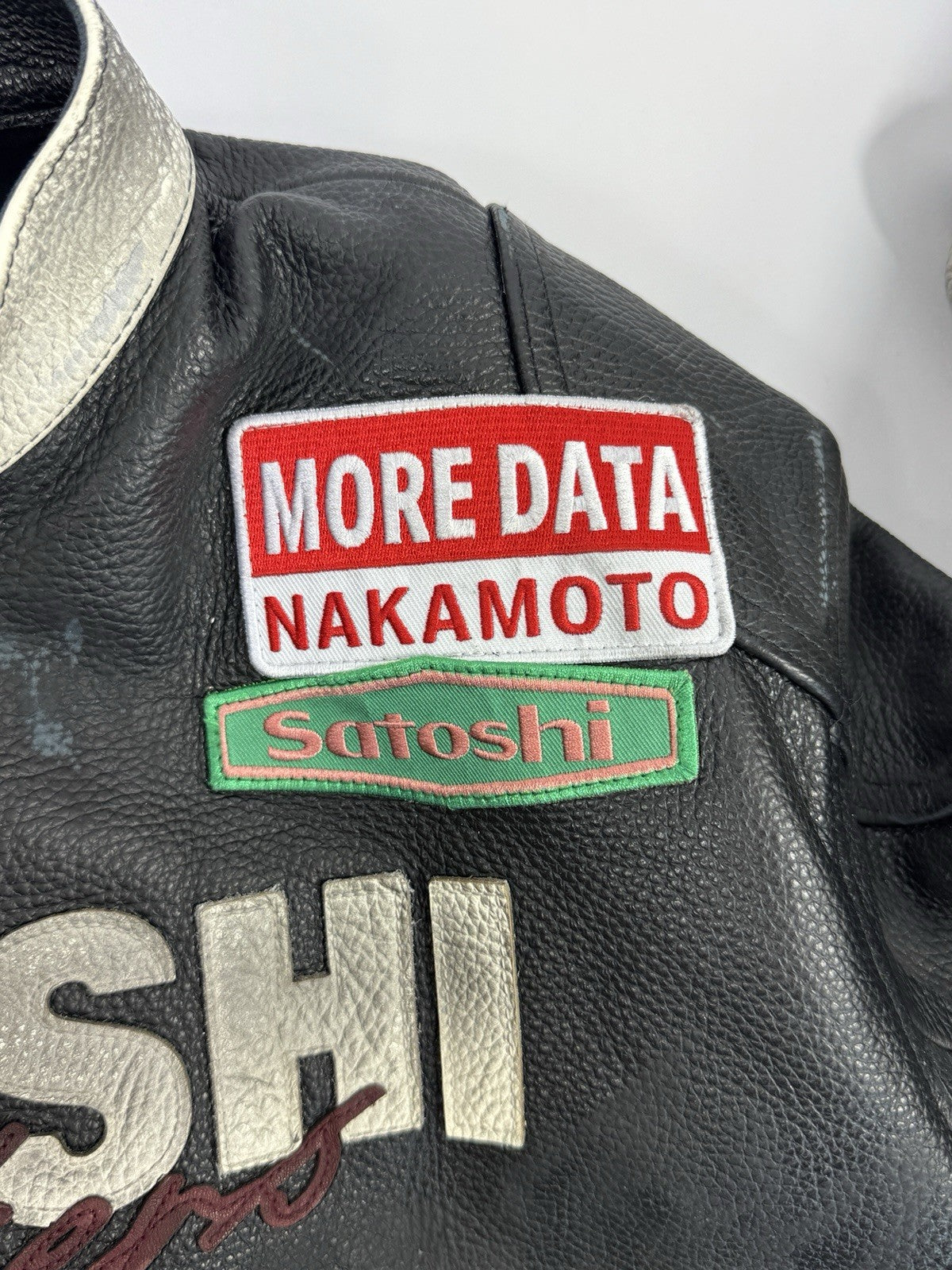 Satoshi Nakamoto Truck Stop Moto Biker Leather Jacket, photo 8
