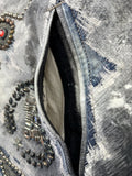 Proleta Re Art Embellished Leather Detail Handmade 1 of 1 Denim Jacket, photo 10