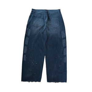 Satoshi Nakamoto Washed Black Baggy Moto Jeans، الصورة 2