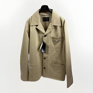 Prada Brown Beige Gabardine Work Jacket، الصورة 1