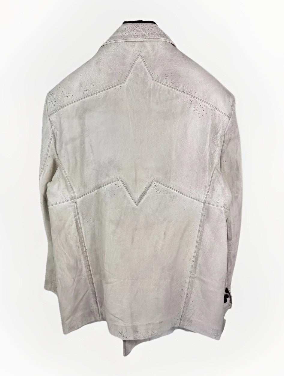Enfants Riches Deprimes Go To Dallas Print Splattered Leather Jacket, photo 1