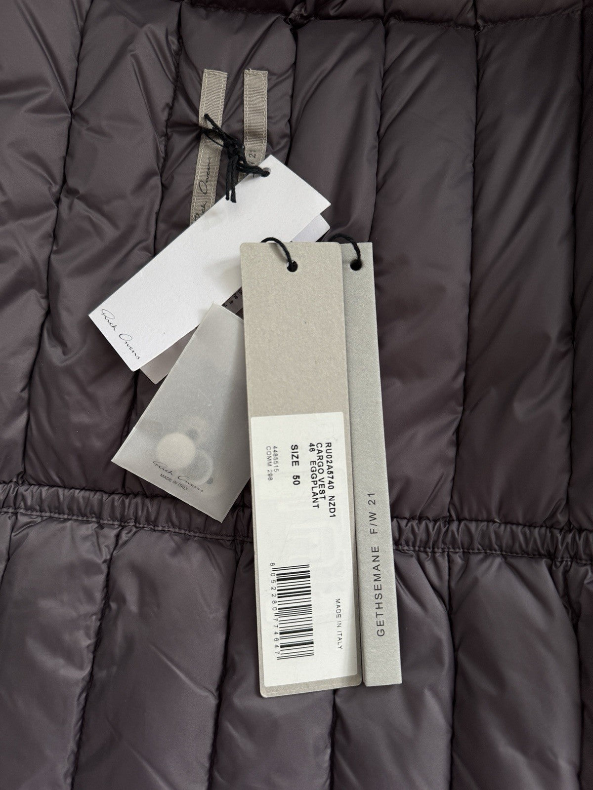 Rick Owens Padded Cargo Eggplant Vest, photo 7
