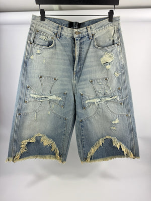 The Sekrit Saint Chopped Distressed Denim Shorts, photo 3