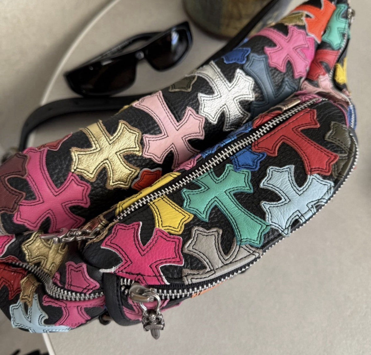 Chrome Hearts Multicolour Cross Patch Snat Medium Waist Bag, photo 3