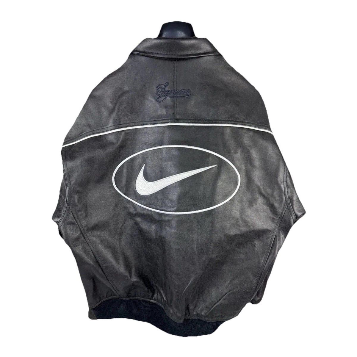 Supreme x Nike Logo Embroidered Button Down Leather Jacket, photo 2