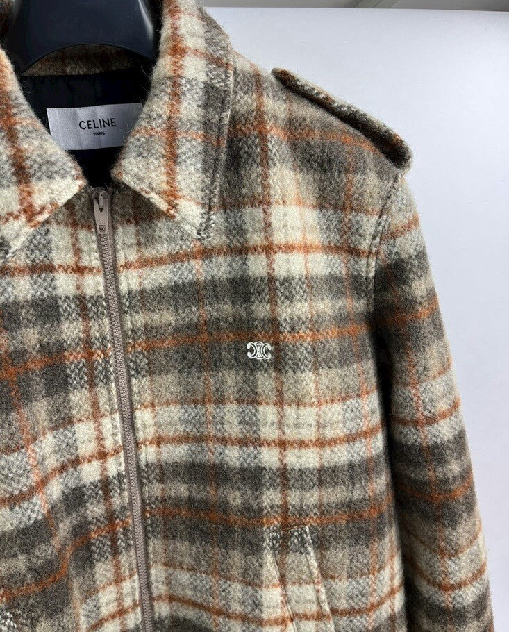 Celine x Hedi Slimate Logo Embroidered Checked Wool Jacket, photo 3