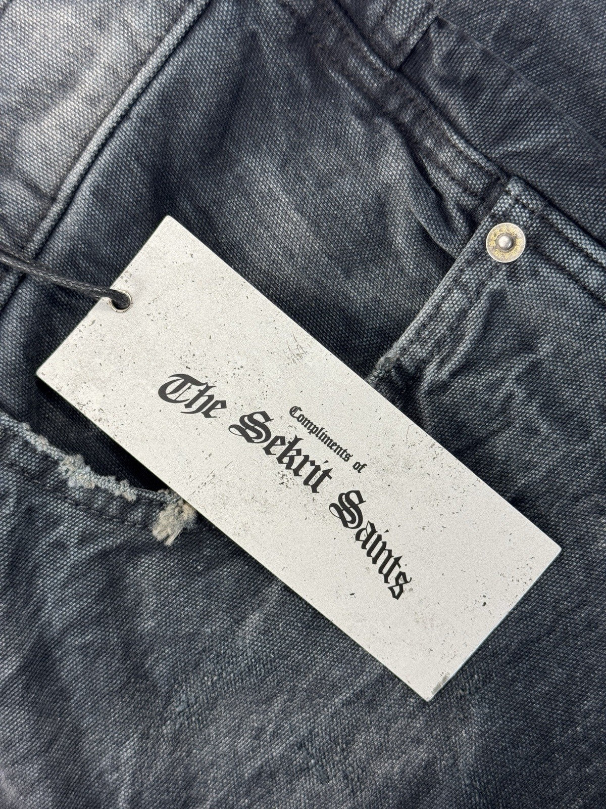 The Sekrit Saint Chopped Studded Distressed Denim Shorts, photo 7