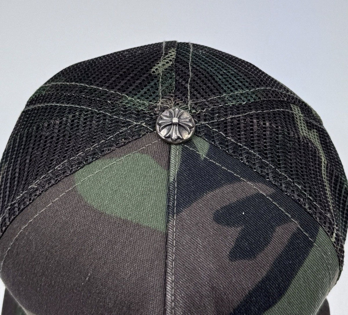 Chrome Hearts Orange Leather Cross Camouflage Trucker Cap, photo 4