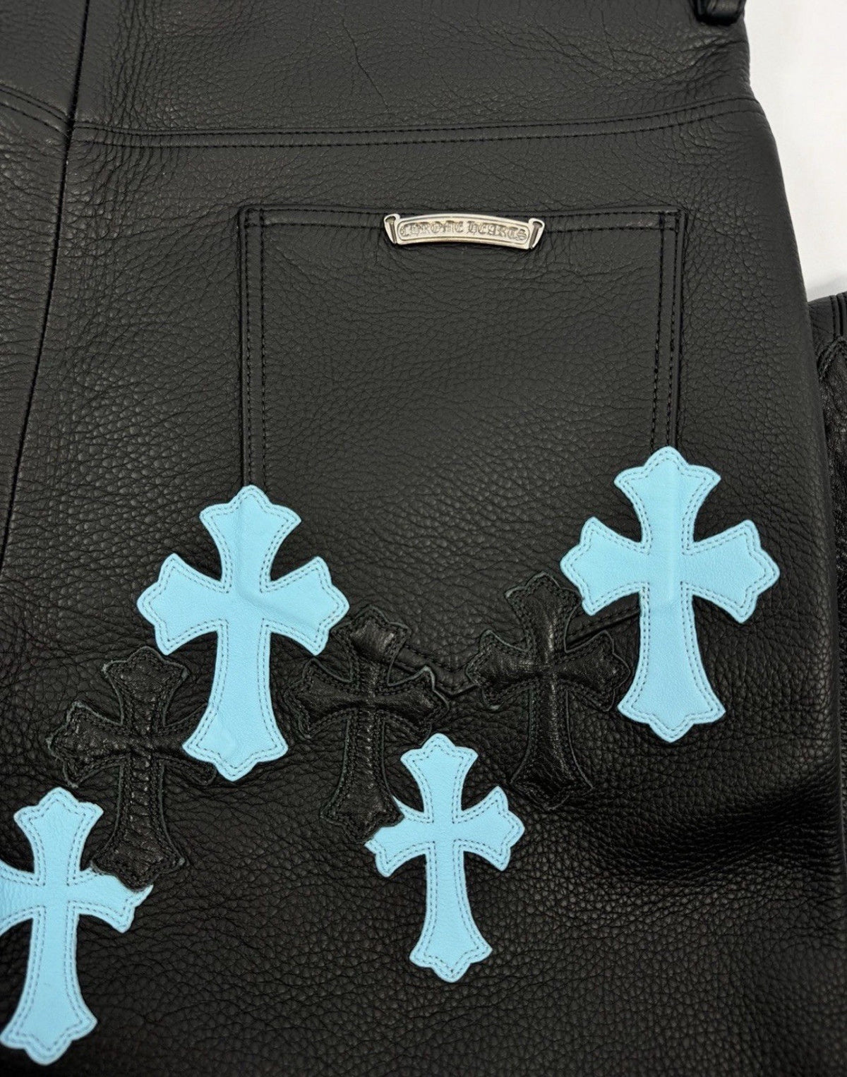Chrome Hearts 1 of 1 Tiffany Cross Dagger Star Patch Leather Pants, photo 5