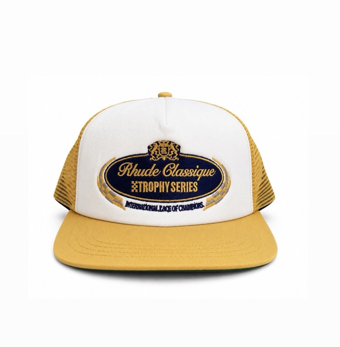 Rhude Trophy Series Embroidered Logo Yellow Trucker Cap, photo 2