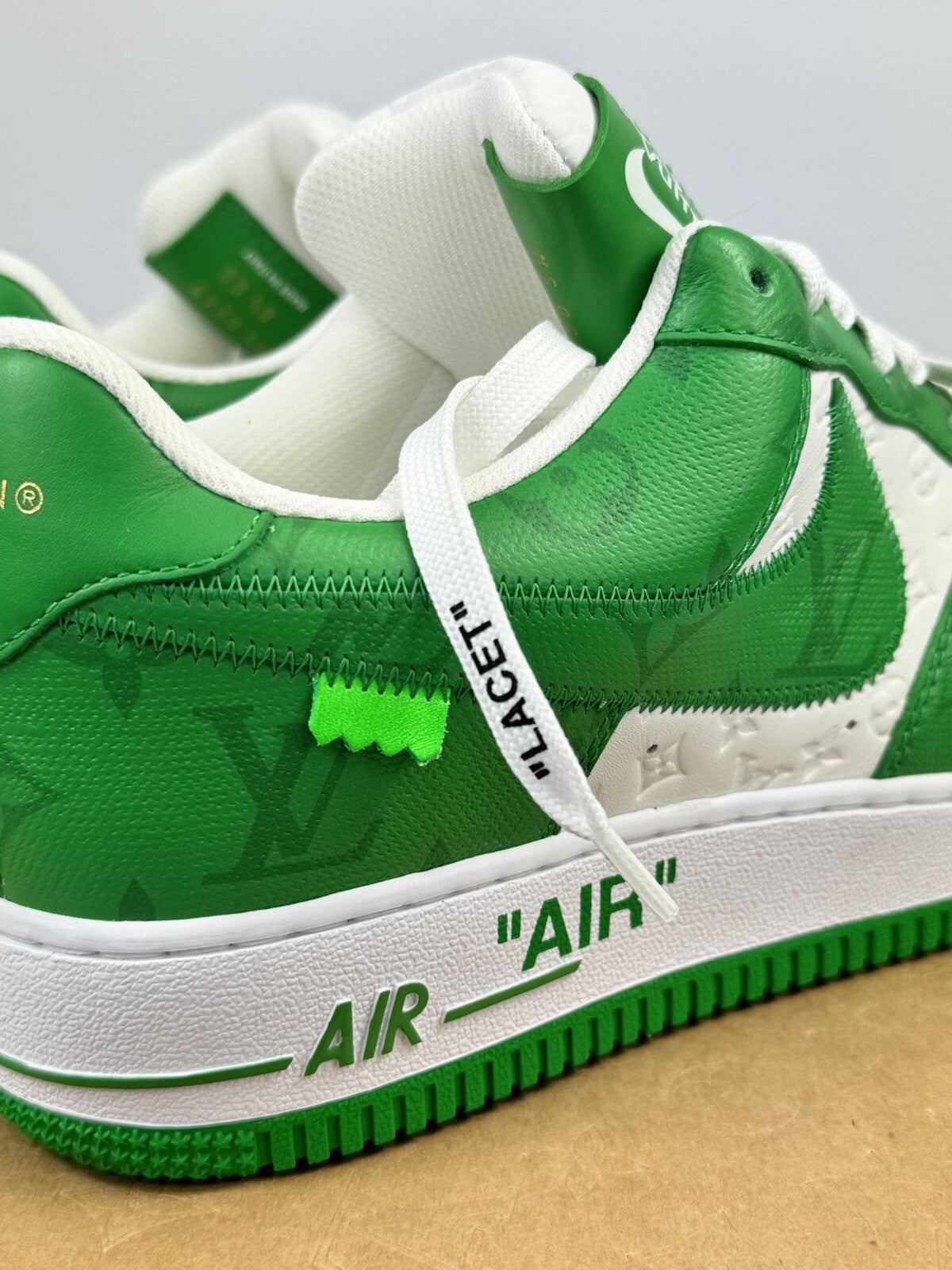 Louis Vuitton x Air Force 1 Green Trainers by Virgil, photo 6