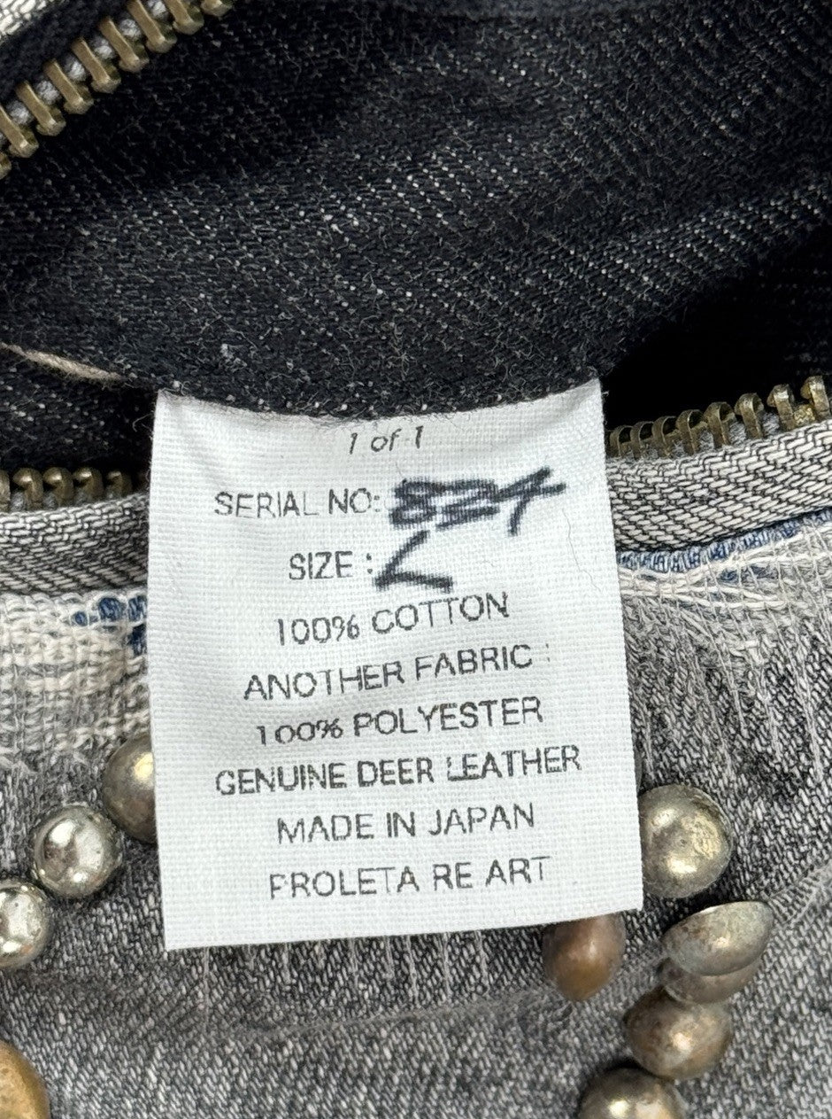 Proleta Re Art Embellished Leather Detail Handmade 1 of 1 Denim Jacket, photo 12