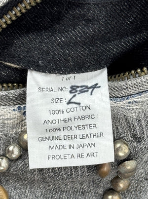 Proleta Re Art Embellished Leather Detail Handmade 1 of 1 Denim Jacket, photo 12