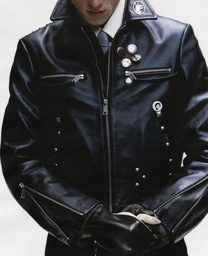 Enfants Riches Deprimes Sid Leather Jacket With Brooch And Studs, photo 4