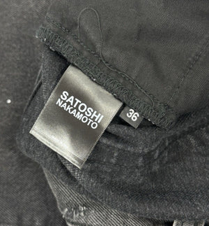 Satoshi Nakamoto Washed Black Baggy Moto Jeans، الصورة 5