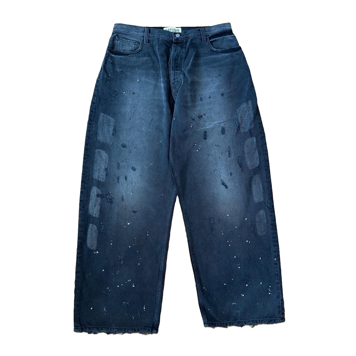 Satoshi Nakamoto Washed Black Baggy Moto Jeans, photo 1
