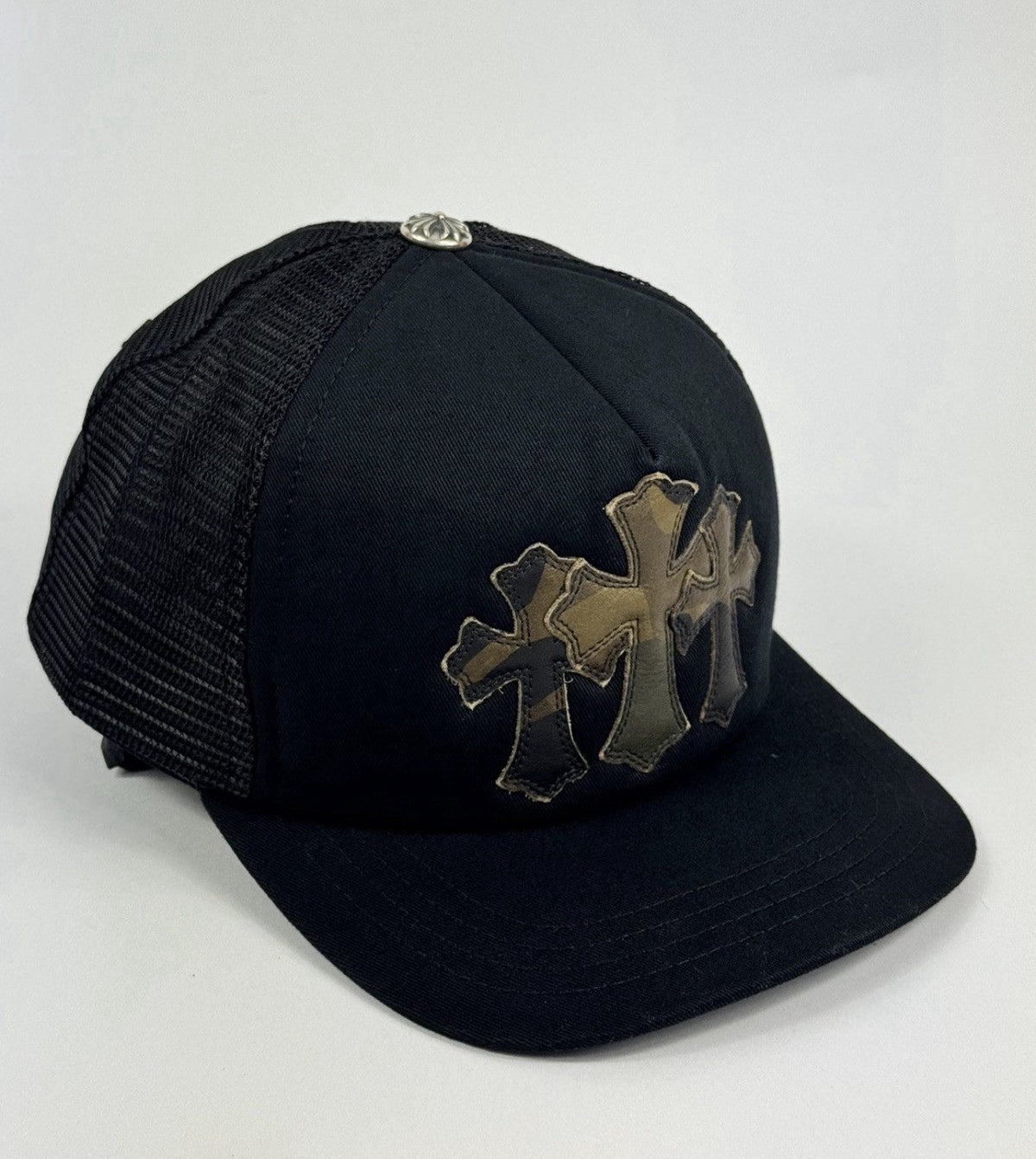 Chrome Hearts Leather Camo Cross Detailed Trucker Cap, photo 2