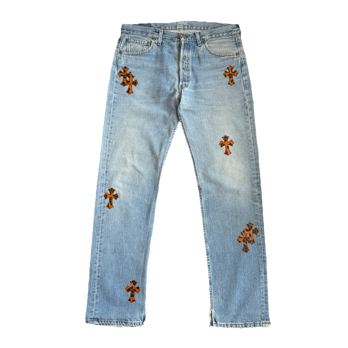 Chrome Hearts Leopard Cross Patch Denim Jeans, photo 1