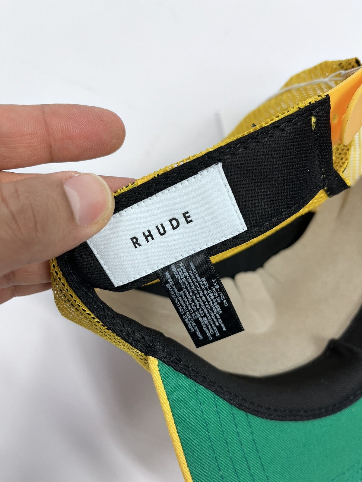 Rhude Trophy Series Embroidered Logo Yellow Trucker Cap, photo 8