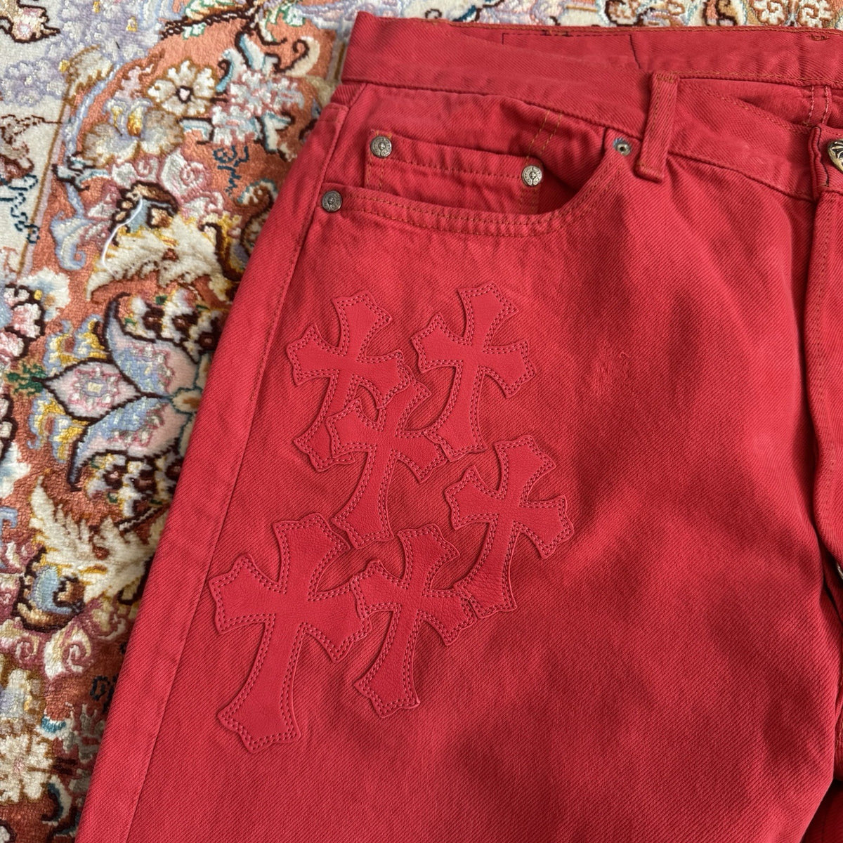 Chrome Hearts Leather Cross Patch Jeans, photo 4