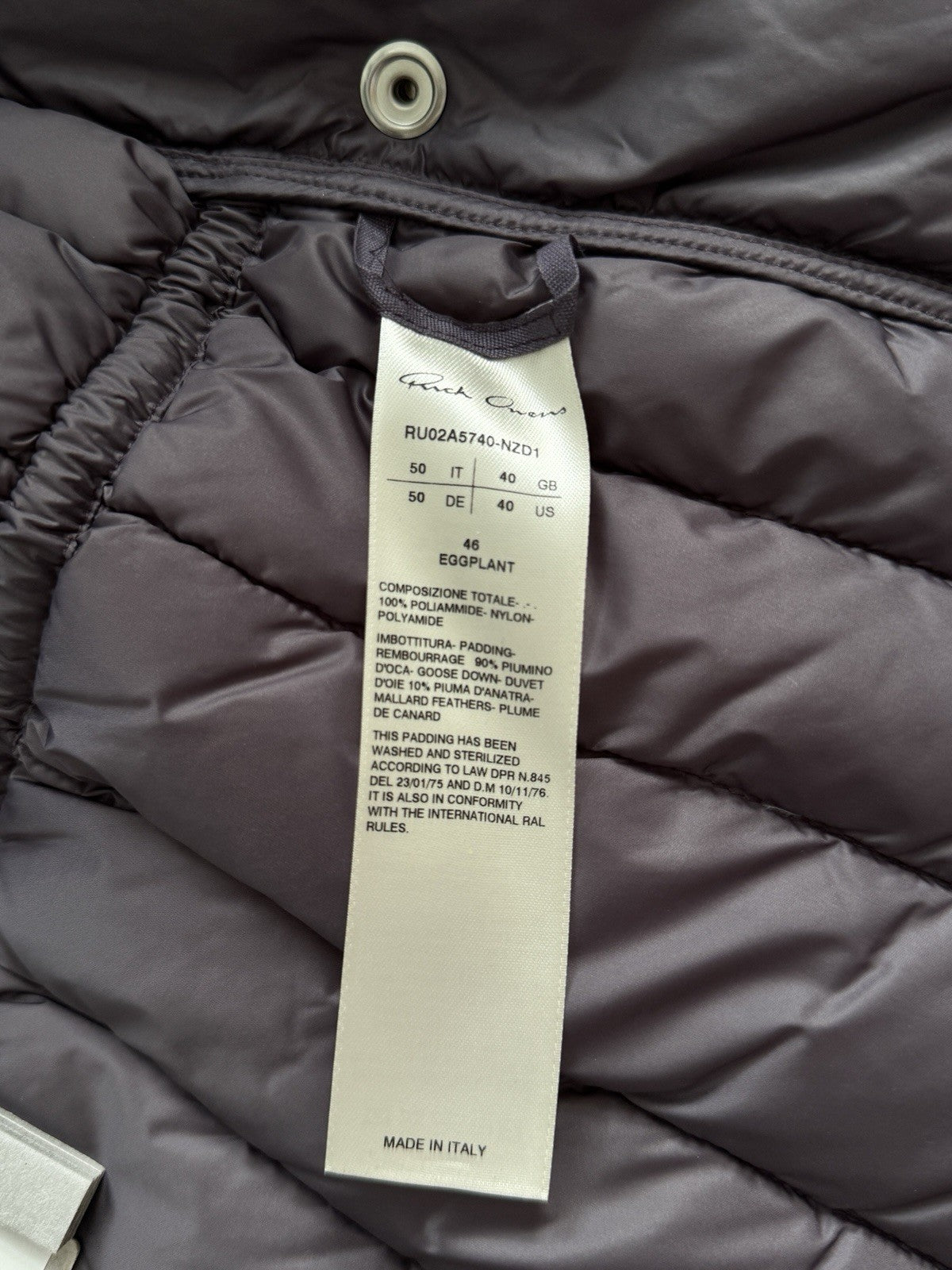 Rick Owens Padded Cargo Eggplant Vest, photo 9