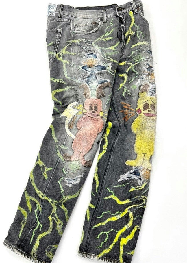 Proleta Re Art x Eri Meme Glitch Toon Pokemon Rydeen Handmade Jeans 1 of 1, photo 5