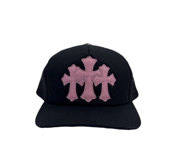 Chrome Hearts Triple Pink Cross Patch Trucker Cap, photo 1