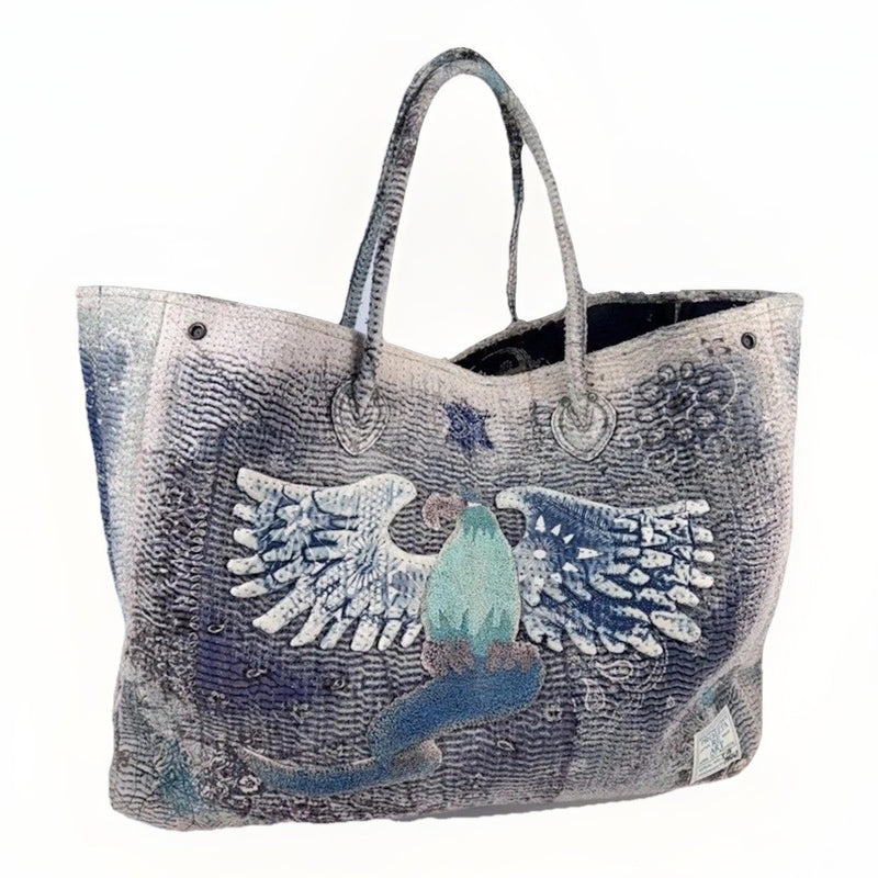 Proleta Re Art x Eri Meme Glitch Boro Eagle Appliquéd Patchwork Tote Bag #518, photo 1