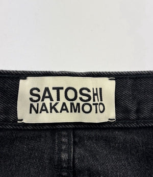 Satoshi Nakamoto Washed Black Baggy Moto Jeans، الصورة 7