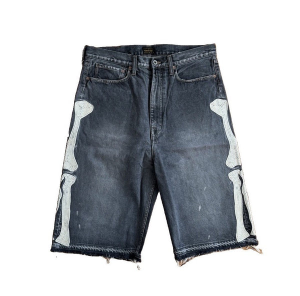 Kapital x-Ray Embroidered Straight Leg Denim Shorts, photo 1