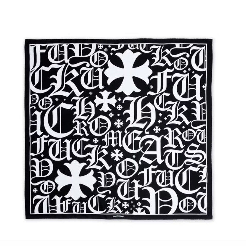 Chrome Hearts Logo Cross Print Silk Scarf 100 x 100cm, photo 1